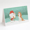 Red Spaniel Snowman Christmas Greeting Cards Pack of 8 Blank Cards with Envelopes Whimsical A7 Size 5x7