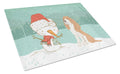 Red Spaniel Snowman Christmas Cutting Board Tempered Glass Kitchen Cutting Surface, Heat Resistant Chopping, Non-Slip Feet, Food Prep & Serving
