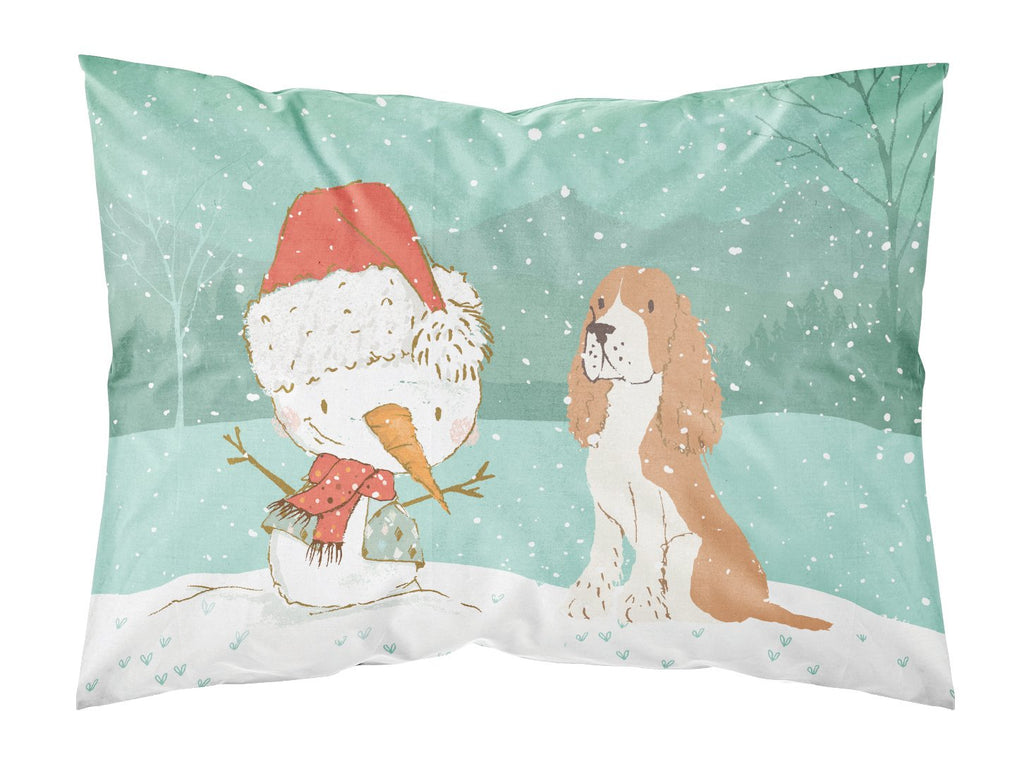 Red Spaniel Snowman Christmas Standard Pillowcase Lightweight Super Soft Easy Care Decorative Artwork Pillowcase, Standard
