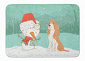 Red Spaniel Snowman Christmas Memory Foam Kitchen Mat Machine Washable Anti-Fatigue Cushion Comfort Bath or Kitchen Rug
