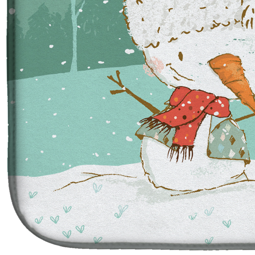 English Springer Spaniel Snowman Christmas Dish Drying Mat Absorbent Dish Drying Mat Pad for Kitchen Counter Dish Drainer Mat for Countertop, 14 x 21", Multicolor