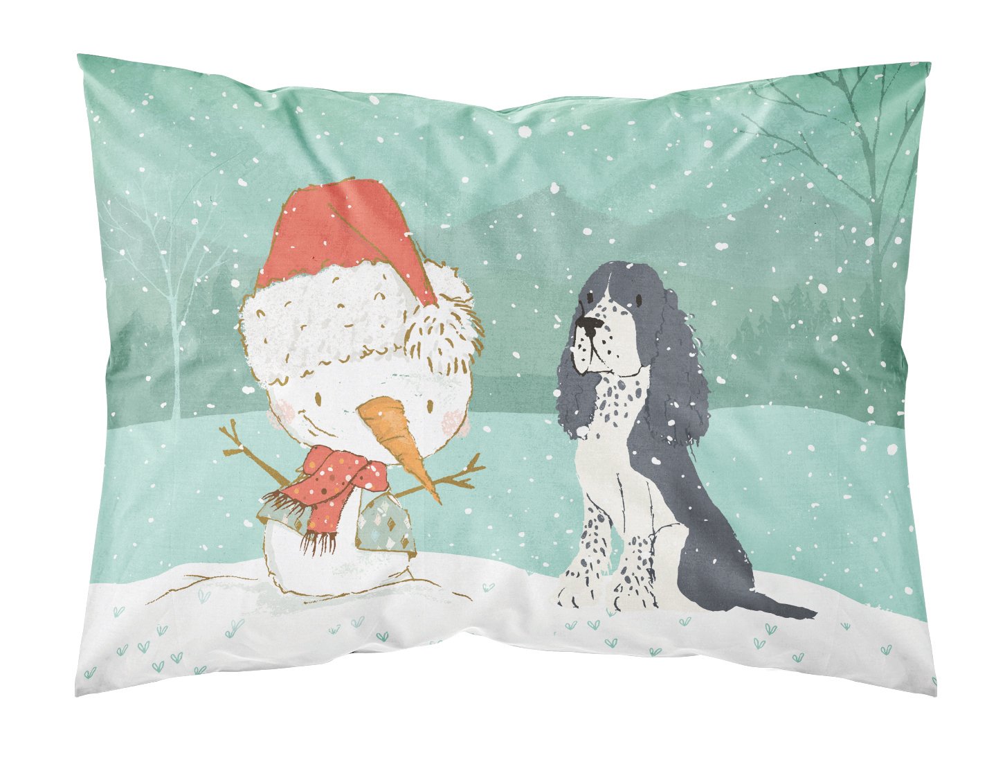 English Springer Spaniel Snowman Christmas Standard Pillowcase Lightweight Super Soft Easy Care Decorative Artwork Pillowcase, Standard