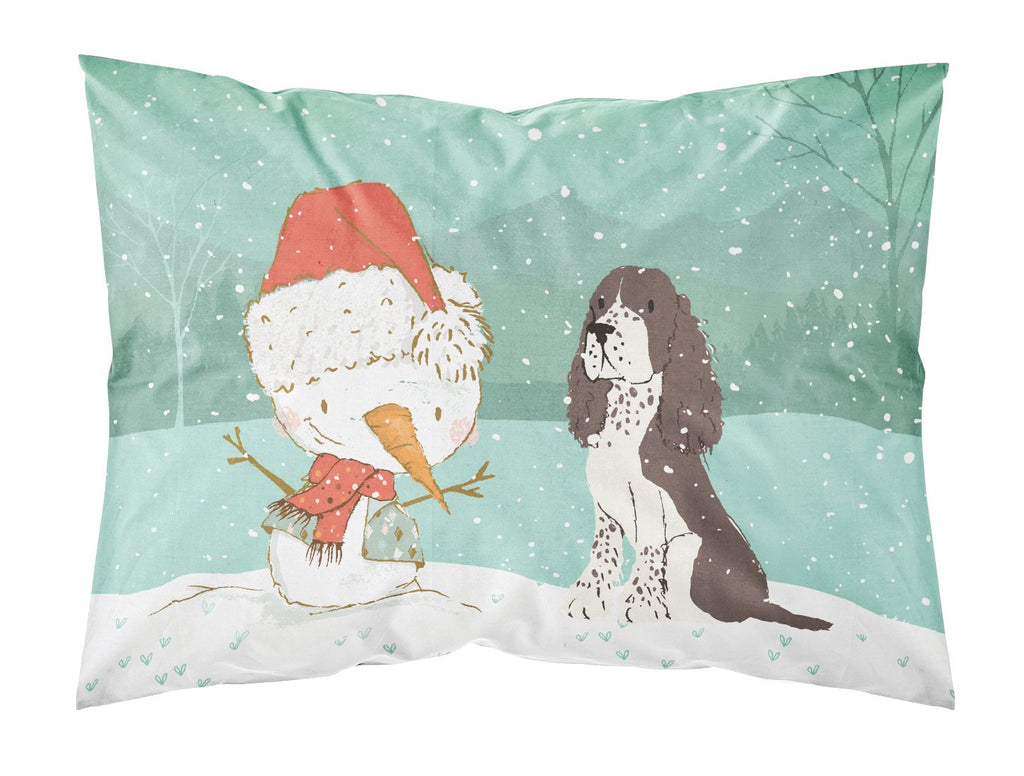 Brown English Springer Spaniel Snowman Christmas Standard Pillowcase Lightweight Super Soft Easy Care Decorative Artwork Pillowcase, Standard