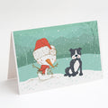 Black Staffie Snowman Christmas Greeting Cards Pack of 8 Blank Cards with Envelopes Whimsical A7 Size 5x7