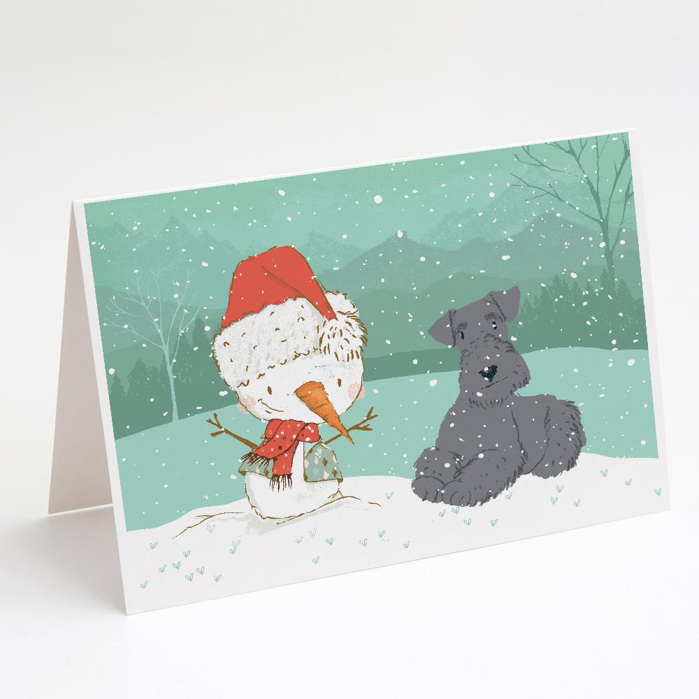 Lakeland Terrier Snowman Christmas Greeting Cards Pack of 8 Blank Cards with Envelopes Whimsical A7 Size 5x7