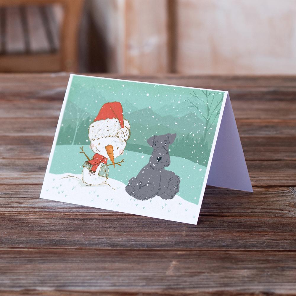 Lakeland Terrier Snowman Christmas Greeting Cards Pack of 8 Blank Cards with Envelopes Whimsical A7 Size 5x7