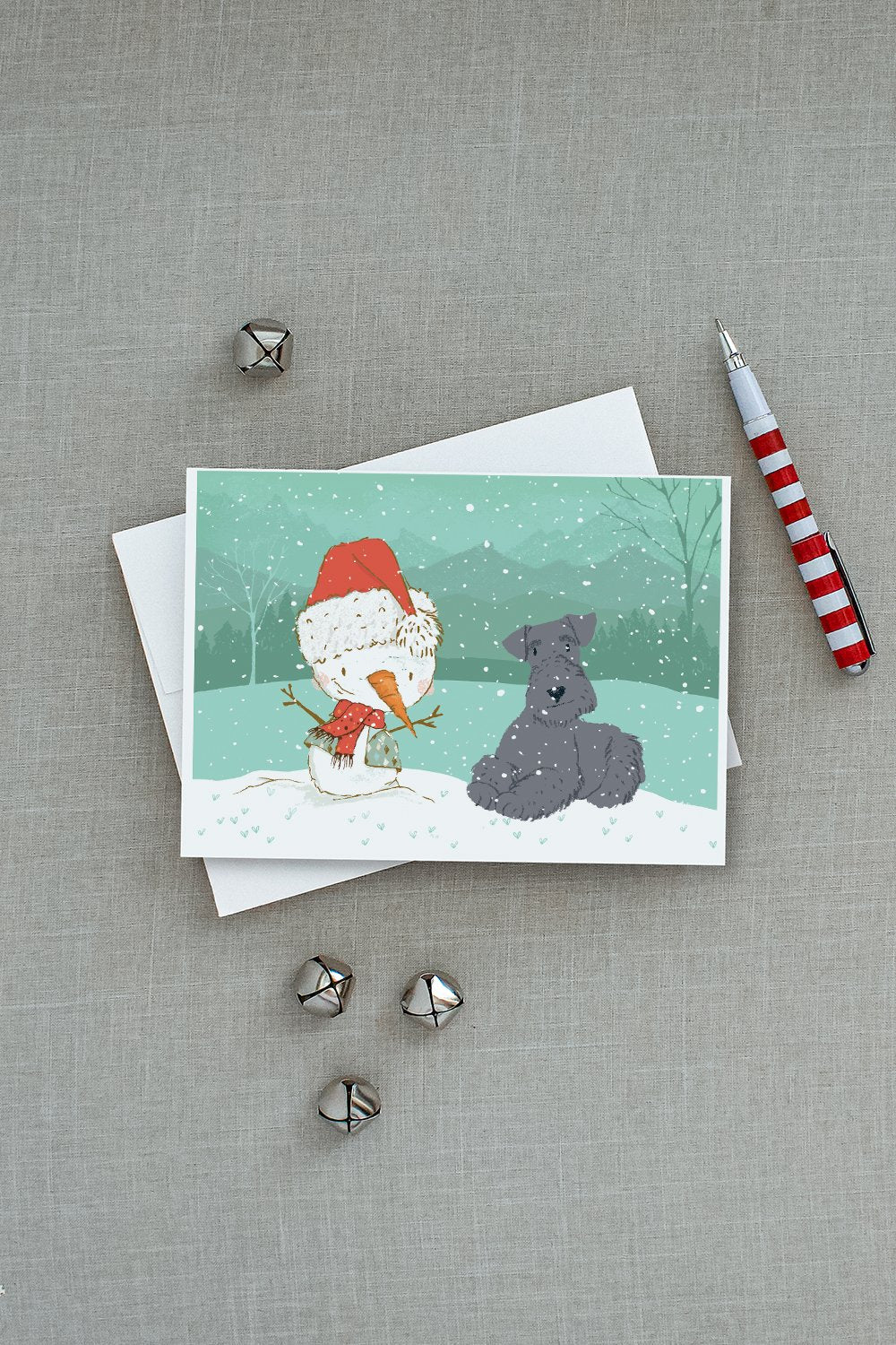 Lakeland Terrier Snowman Christmas Greeting Cards Pack of 8 Blank Cards with Envelopes Whimsical A7 Size 5x7