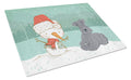 Lakeland Terrier Snowman Christmas Cutting Board Tempered Glass Kitchen Cutting Surface, Heat Resistant Chopping, Non-Slip Feet, Food Prep & Serving