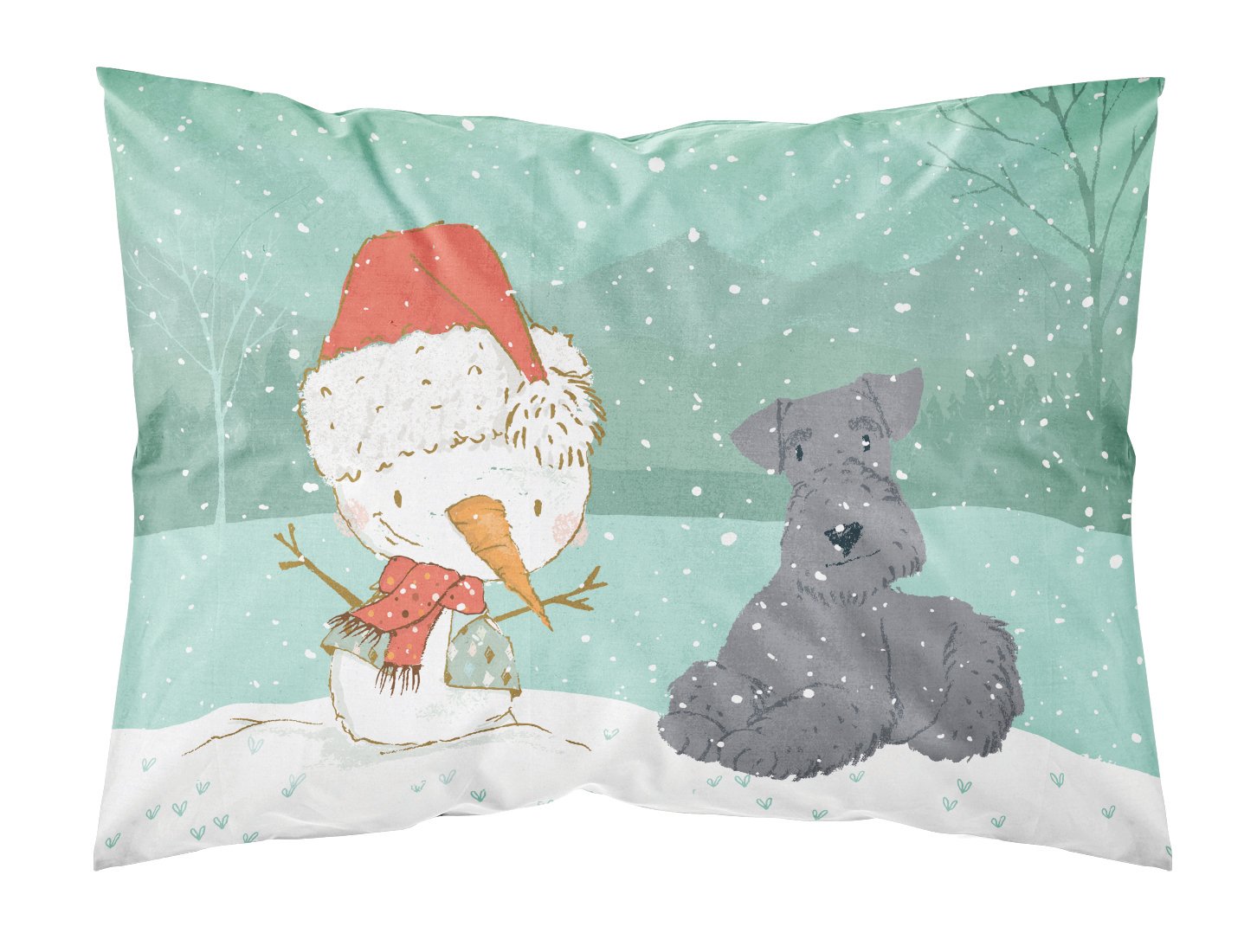 Lakeland Terrier Snowman Christmas Standard Pillowcase Lightweight Super Soft Easy Care Decorative Artwork Pillowcase, Standard