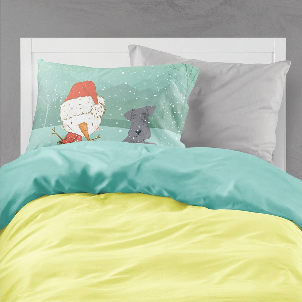 Lakeland Terrier Snowman Christmas Standard Pillowcase Lightweight Super Soft Easy Care Decorative Artwork Pillowcase, Standard