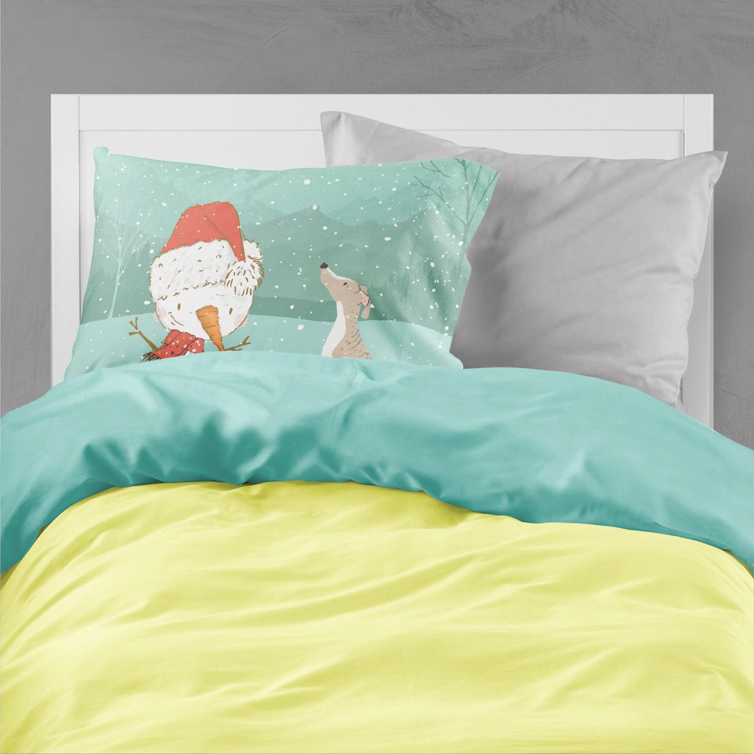Whippet Snowman Christmas Standard Pillowcase Lightweight Super Soft Easy Care Decorative Artwork Pillowcase, Standard