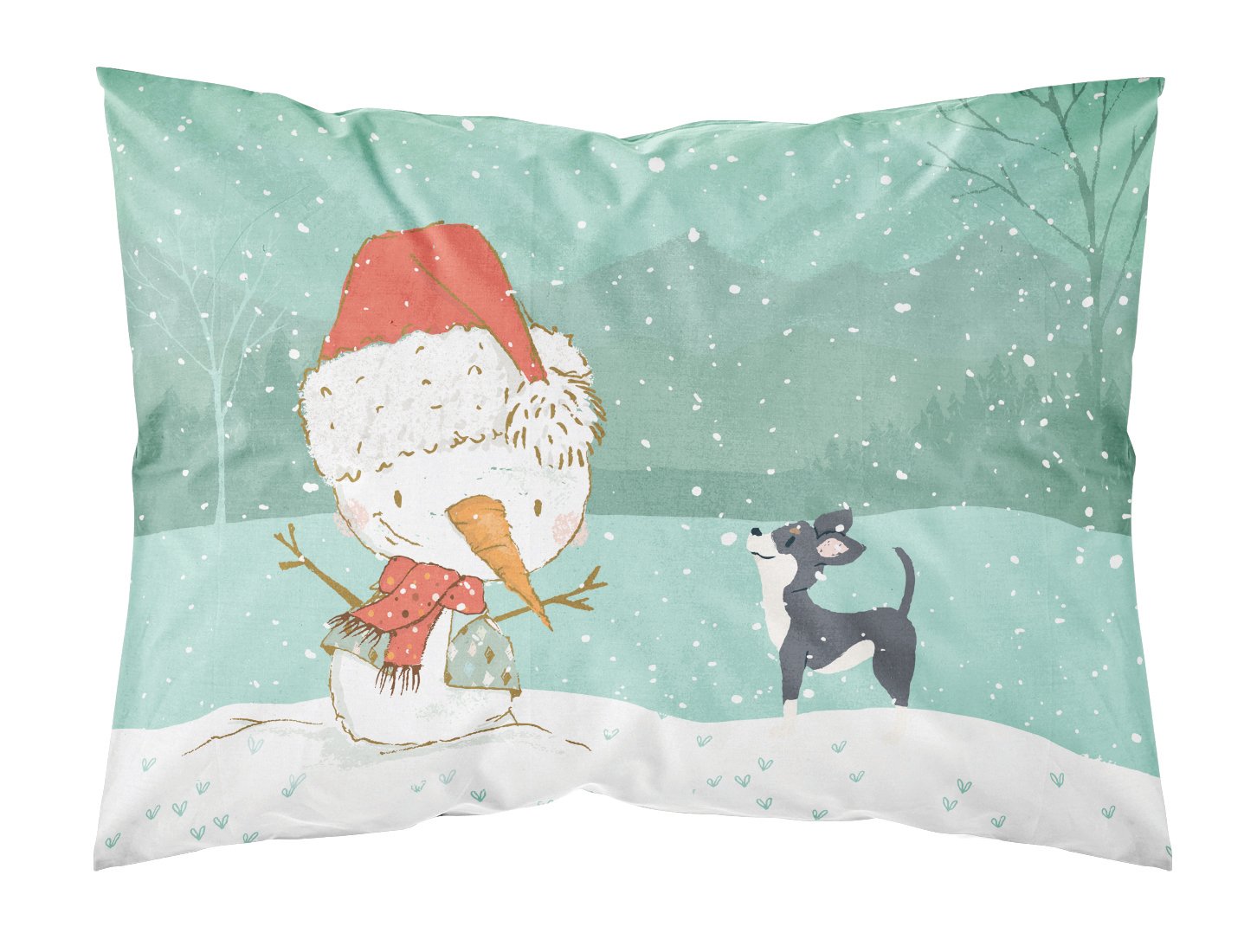 Black Chihuahua Snowman Christmas Standard Pillowcase Lightweight Super Soft Easy Care Decorative Artwork Pillowcase, Standard