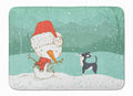 Black Chihuahua Snowman Christmas Memory Foam Kitchen Mat Machine Washable Anti-Fatigue Cushion Comfort Bath or Kitchen Rug
