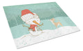 Tan Chihuahua Snowman Christmas Cutting Board Tempered Glass Kitchen Cutting Surface, Heat Resistant Chopping, Non-Slip Feet, Food Prep & Serving