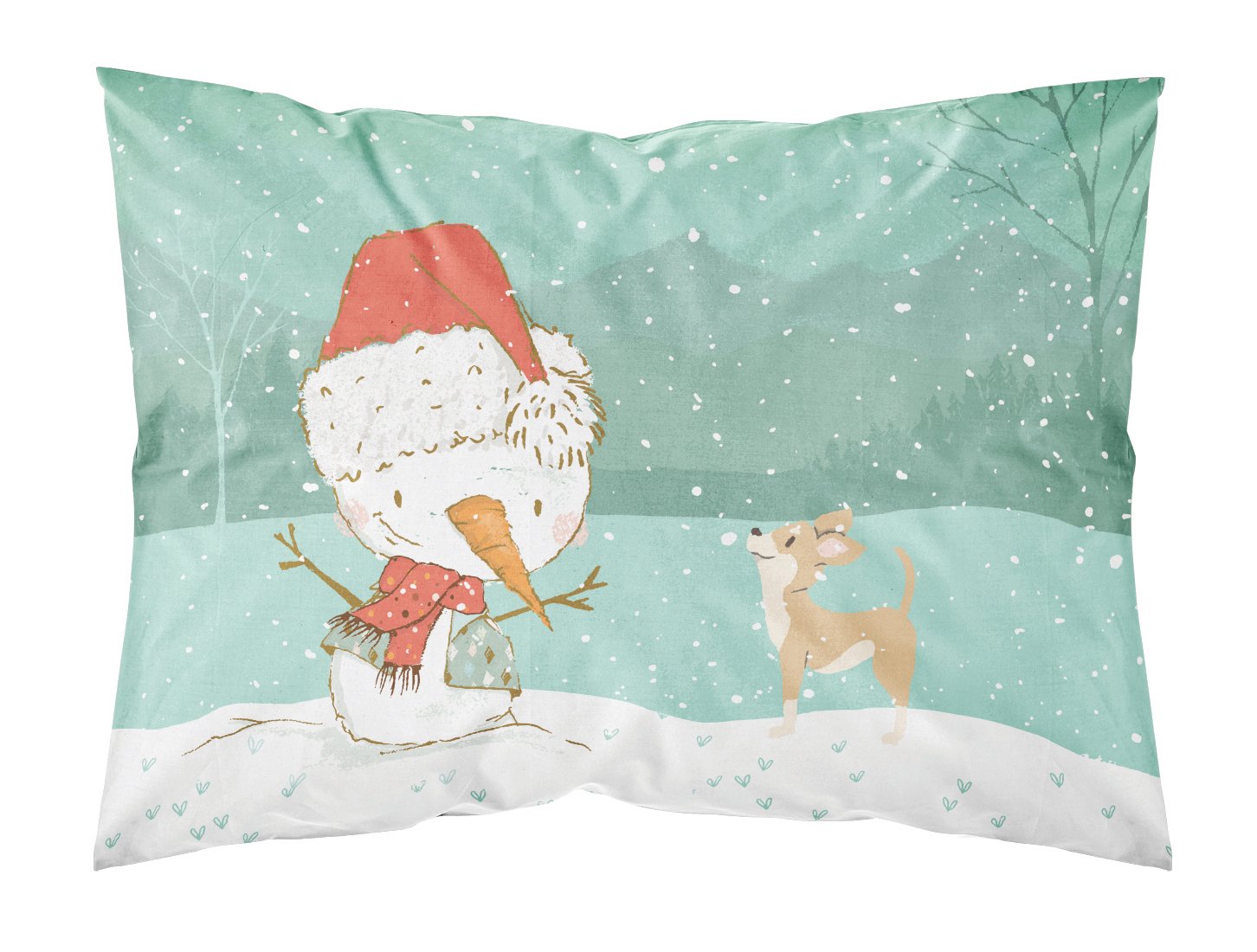 Tan Chihuahua Snowman Christmas Standard Pillowcase Lightweight Super Soft Easy Care Decorative Artwork Pillowcase, Standard