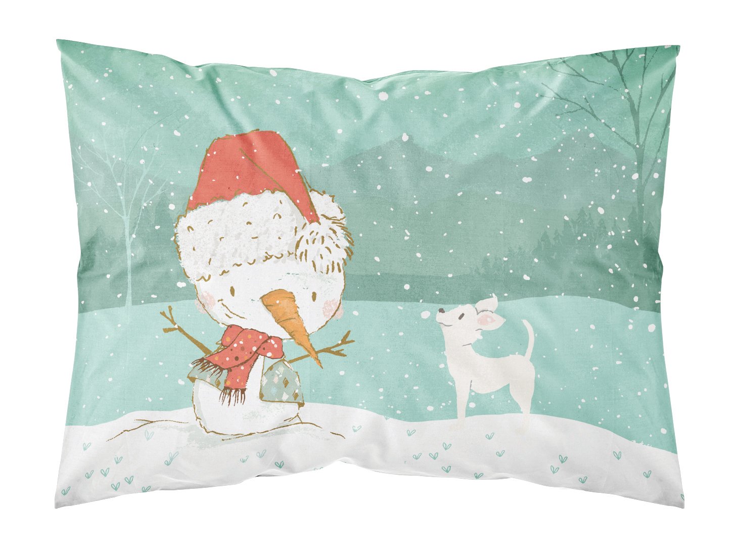 White Chihuahua Snowman Christmas Standard Pillowcase Lightweight Super Soft Easy Care Decorative Artwork Pillowcase, Standard