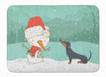 Black Tan Dachshund Snowman Christmas Memory Foam Kitchen Mat Machine Washable Anti-Fatigue Cushion Comfort Bath or Kitchen Rug