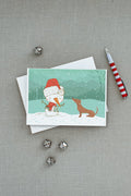Red Dachshund Snowman Christmas Greeting Cards Pack of 8 Blank Cards with Envelopes Whimsical A7 Size 5x7