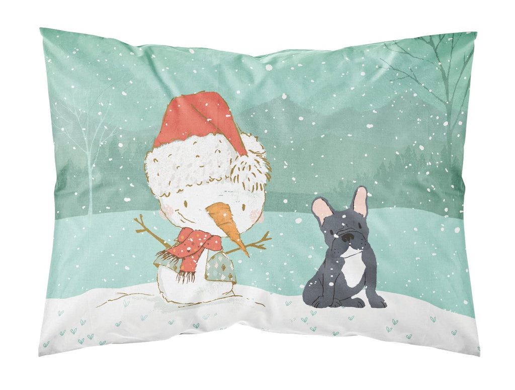 Black French Bulldog Snowman Christmas Standard Pillowcase Lightweight Super Soft Easy Care Decorative Artwork Pillowcase, Standard