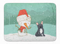 Black French Bulldog Snowman Christmas Memory Foam Kitchen Mat Machine Washable Anti-Fatigue Cushion Comfort Bath or Kitchen Rug