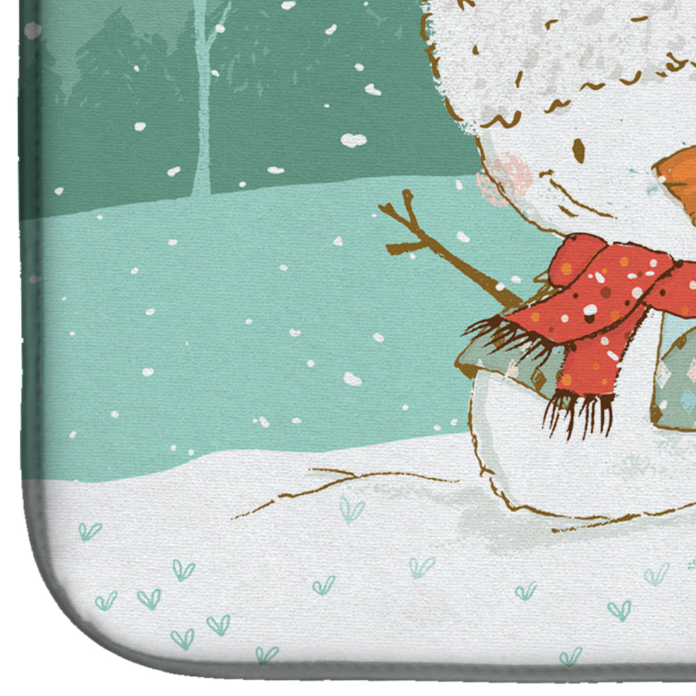 Piebald French Bulldog Snowman Christmas Dish Drying Mat Absorbent Dish Drying Mat Pad for Kitchen Counter Dish Drainer Mat for Countertop, 14 x 21", Multicolor