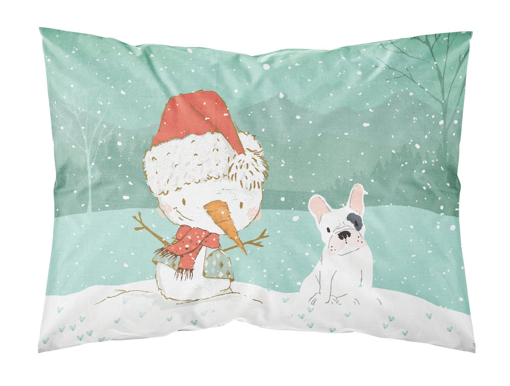 Piebald French Bulldog Snowman Christmas Standard Pillowcase Lightweight Super Soft Easy Care Decorative Artwork Pillowcase, Standard