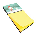 Piebald French Bulldog Snowman Christmas Watercolor Sticky Note Holder Refillable Dispenser Desk Accessory 3x3 Pad Gift