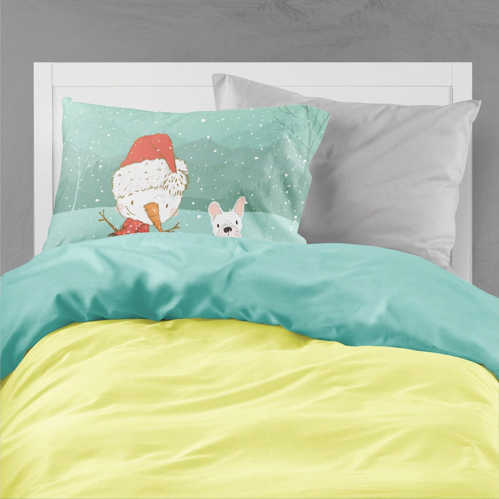 White French Bulldog Snowman Christmas Standard Pillowcase Lightweight Super Soft Easy Care Decorative Artwork Pillowcase, Standard