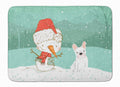White French Bulldog Snowman Christmas Memory Foam Kitchen Mat Machine Washable Anti-Fatigue Cushion Comfort Bath or Kitchen Rug