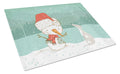 Italian Greyhound Snowman Christmas Cutting Board Tempered Glass Kitchen Cutting Surface, Heat Resistant Chopping, Non-Slip Feet, Food Prep & Serving