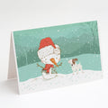Jack Russell Terrier Snowman Christmas Greeting Cards Pack of 8 Blank Cards with Envelopes Whimsical A7 Size 5x7