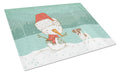 Jack Russell Terrier #2 Snowman Christmas Cutting Board Tempered Glass Kitchen Cutting Surface, Heat Resistant Chopping, Non-Slip Feet, Food Prep & Serving