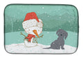 Black Maltese Snowman Christmas Dish Drying Mat Absorbent Dish Drying Mat Pad for Kitchen Counter Dish Drainer Mat for Countertop, 14 x 21", Multicolor
