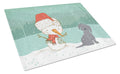 Black Maltese Snowman Christmas Cutting Board Tempered Glass Kitchen Cutting Surface, Heat Resistant Chopping, Non-Slip Feet, Food Prep & Serving