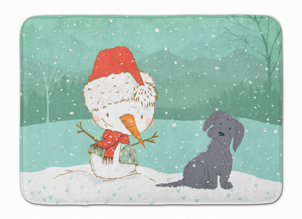 Black Maltese Snowman Christmas Memory Foam Kitchen Mat Machine Washable Anti-Fatigue Cushion Comfort Bath or Kitchen Rug