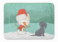 Black Maltese Snowman Christmas Memory Foam Kitchen Mat Machine Washable Anti-Fatigue Cushion Comfort Bath or Kitchen Rug
