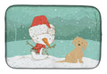 Brown Maltese Snowman Christmas Dish Drying Mat Absorbent Dish Drying Mat Pad for Kitchen Counter Dish Drainer Mat for Countertop, 14 x 21", Multicolor