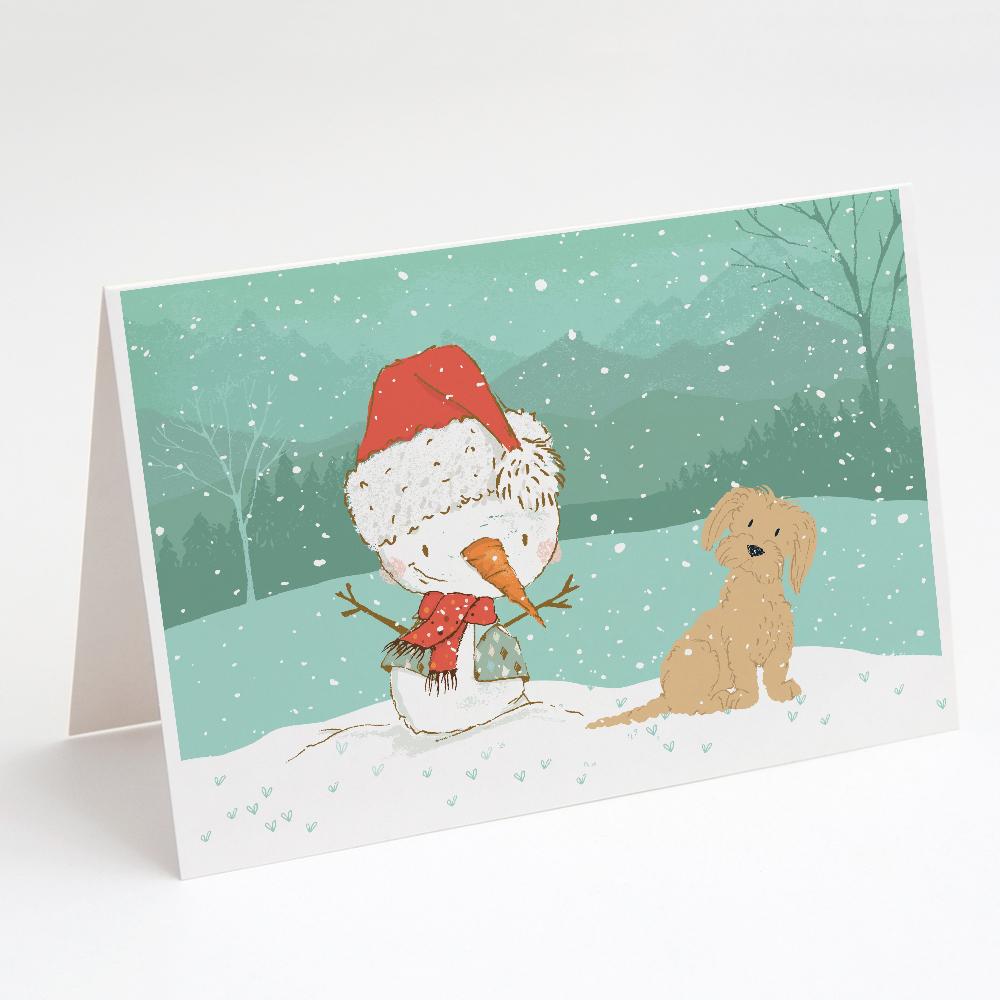 Brown Maltese Snowman Christmas Greeting Cards Pack of 8 Blank Cards with Envelopes Whimsical A7 Size 5x7
