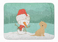 Brown Maltese Snowman Christmas Memory Foam Kitchen Mat Machine Washable Anti-Fatigue Cushion Comfort Bath or Kitchen Rug