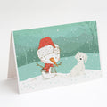 Maltese Snowman Christmas Greeting Cards Pack of 8 Blank Cards with Envelopes Whimsical A7 Size 5x7