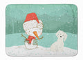 Maltese Snowman Christmas Memory Foam Kitchen Mat Machine Washable Anti-Fatigue Cushion Comfort Bath or Kitchen Rug