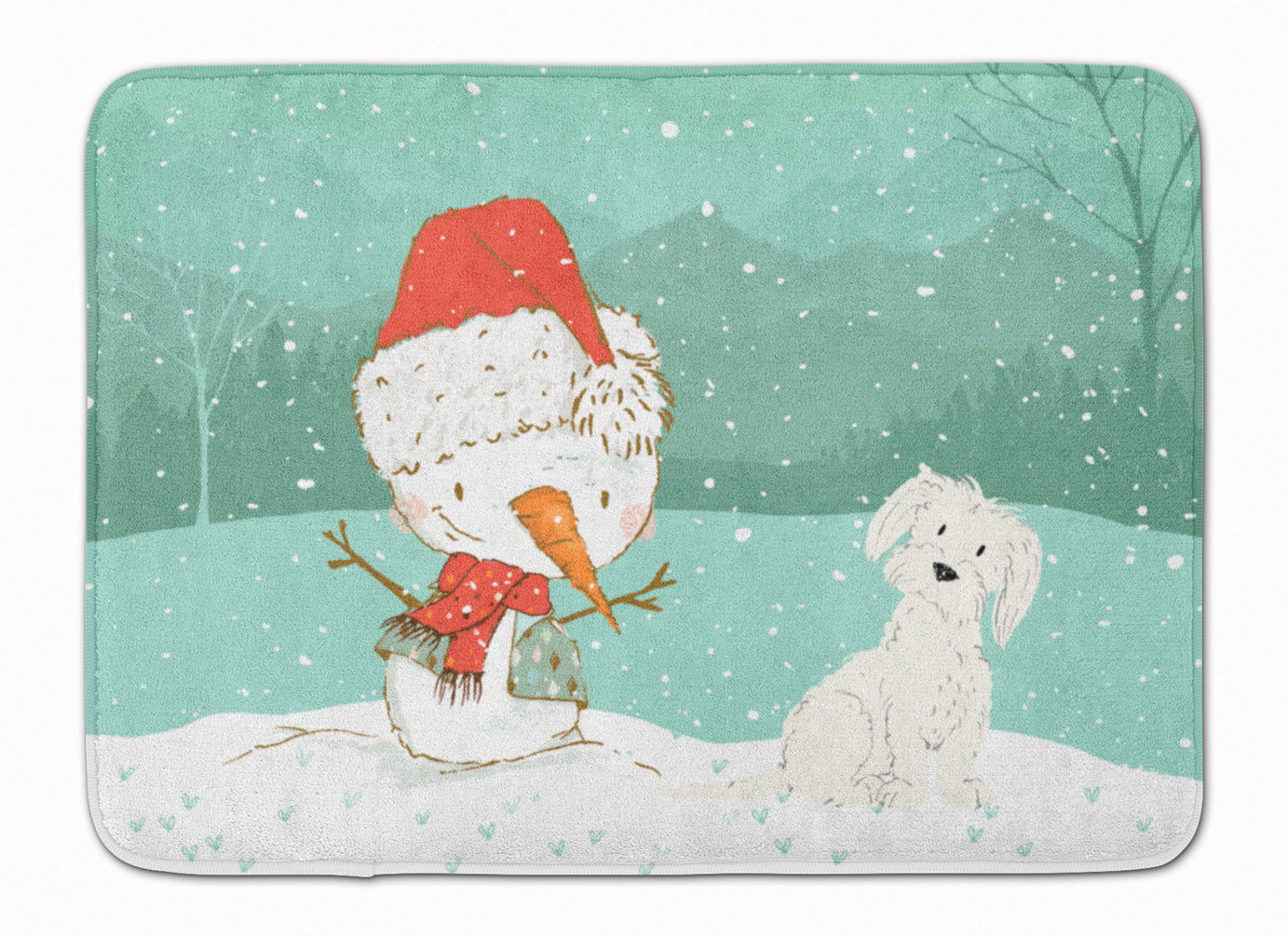 Maltese Snowman Christmas Memory Foam Kitchen Mat Machine Washable Anti-Fatigue Cushion Comfort Bath or Kitchen Rug