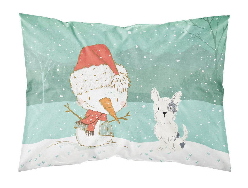 Black and White Terrier Snowman Christmas Standard Pillowcase Lightweight Super Soft Easy Care Decorative Artwork Pillowcase, Standard