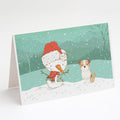 Brown and White Terrier Snowman Christmas Greeting Cards Pack of 8 Blank Cards with Envelopes Whimsical A7 Size 5x7