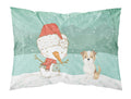 Brown and White Terrier Snowman Christmas Standard Pillowcase Lightweight Super Soft Easy Care Decorative Artwork Pillowcase, Standard