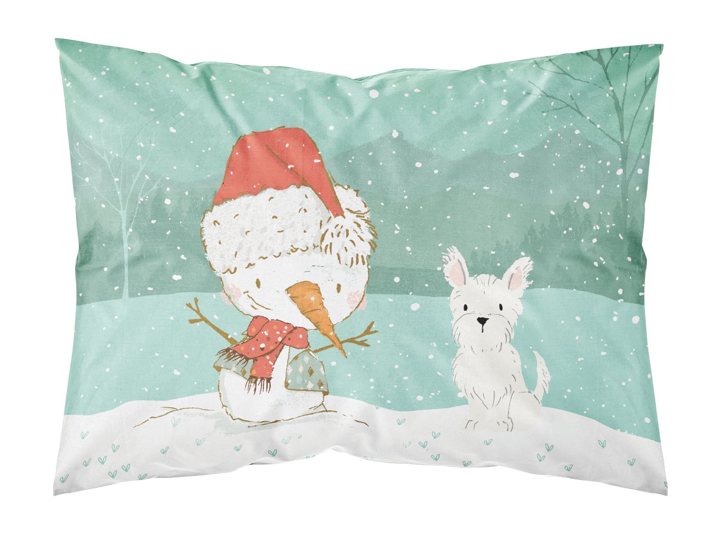 Westie Terrier Snowman Christmas Standard Pillowcase Lightweight Super Soft Easy Care Decorative Artwork Pillowcase, Standard