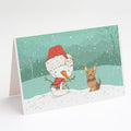 Yorkie Cropped Ears Snowman Christmas Greeting Cards Pack of 8 Blank Cards with Envelopes Whimsical A7 Size 5x7