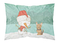 Yorkie Cropped Ears Snowman Christmas Standard Pillowcase Lightweight Super Soft Easy Care Decorative Artwork Pillowcase, Standard