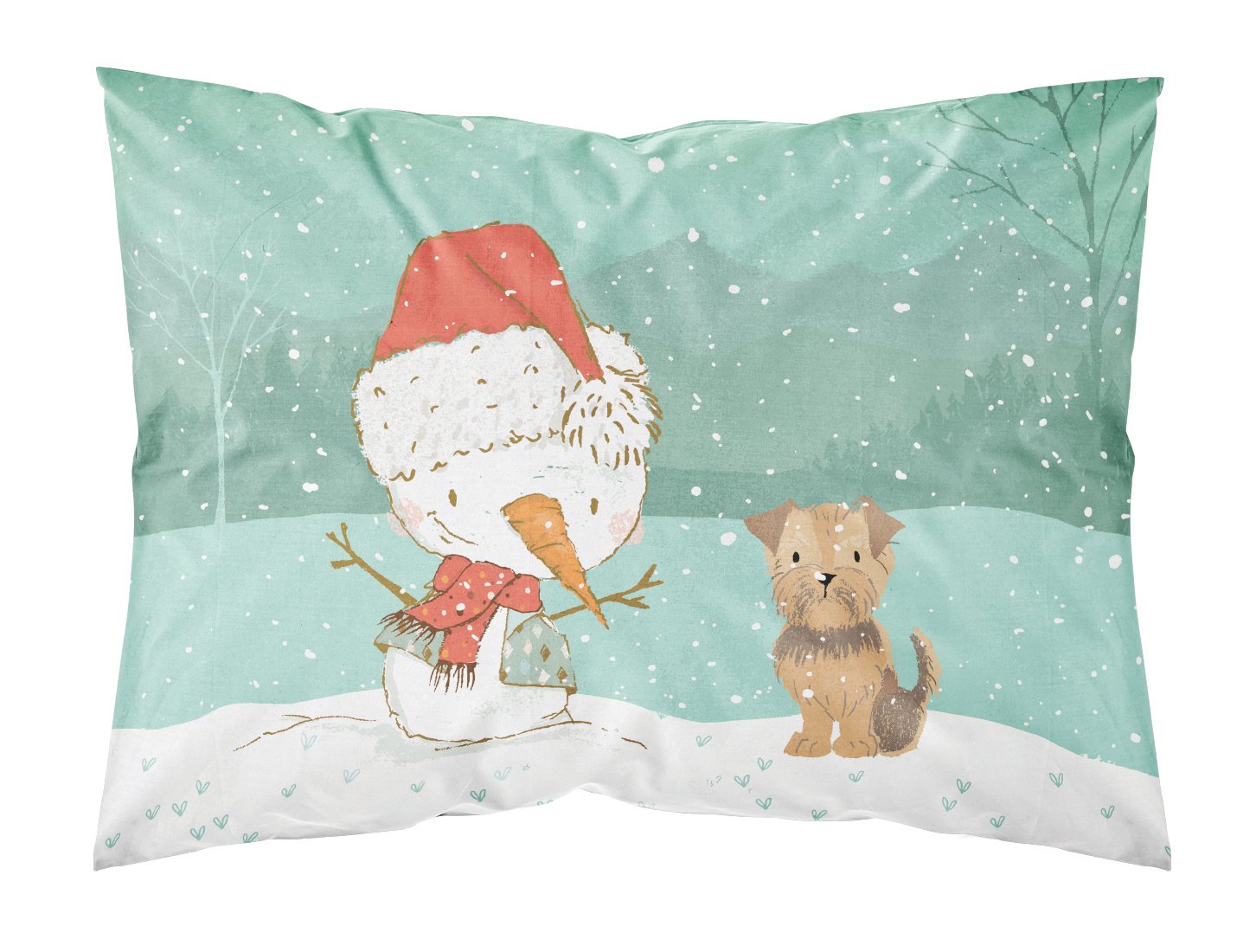 Yorkie Natural Ears Snowman Christmas Standard Pillowcase Lightweight Super Soft Easy Care Decorative Artwork Pillowcase, Standard