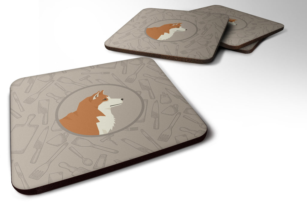 Akita In the Kitchen Foam Coasters Set of 4 Cup Coasters for Indoor Outdoor, Tabletop Protection, Anti Slip, Mouse pad Material